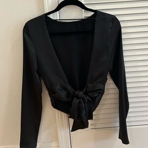 Zara Open Tie Back Satin Top